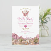 Cowgirl Rodeo Wild Party Western Ranch Birthday Einladung (Stehend Vorderseite)