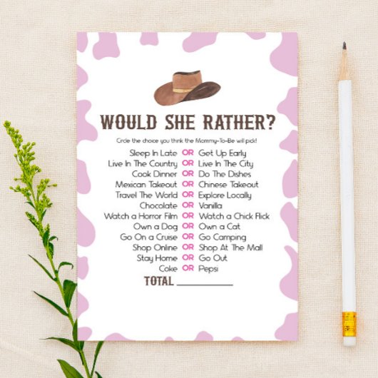 Cowgirl Rodeo wollte sie eher Baby Dusche Spiel Briefpapier