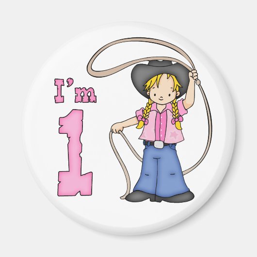 Cowgirl Roper 1. Geburtstag Magnet (Vorne)
