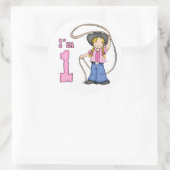 Cowgirl Roper 1. Geburtstag Runder Aufkleber (Tasche)