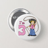 Cowgirl Roper 3. Geburtstag Button (Vorne & Hinten)