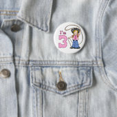 Cowgirl Roper 3. Geburtstag Button (Beispiel)