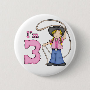 Cowgirl Roper 3. Geburtstag Button