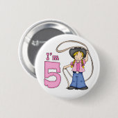 Cowgirl Roper 5. Geburtstag Button (Vorne & Hinten)