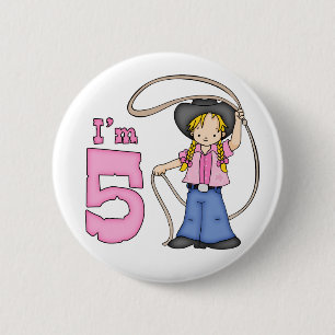 Cowgirl Roper 5. Geburtstag Button
