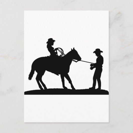 Cowgirl Roping Cowboy Postkarte (Vorderseite)