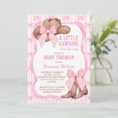 Cowgirl Rosa Bugband Girls Babydusche Einladung (Stehend Vorderseite)