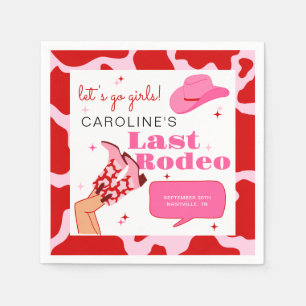 Cowgirl Rot & Pink Letztes Rodeo Junggesellinnenab Serviette
