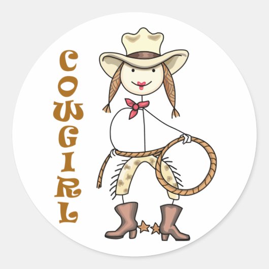 Cowgirl Runder Aufkleber (Vorderseite)