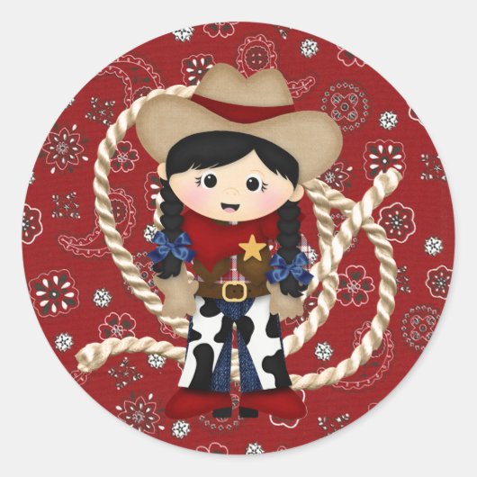 Cowgirl Runder Aufkleber (Vorderseite)