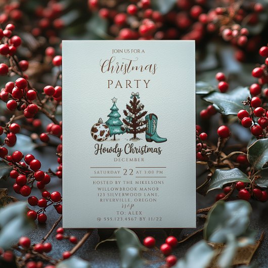 Cowgirl Rustic Howdy Christmas Einladung