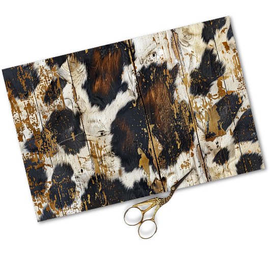 Cowgirl Rustic Western Country Wood Decoupage Seidenpapier