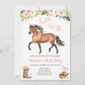 Cowgirl Saddle Up Pferd Pony Geburtstag Einladung (Vorderseite)