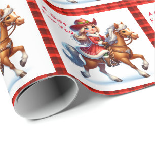 Cowgirl Santa On Horse Western Rodeo Weihnachten Geschenkpapier