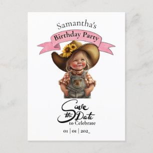 Cowgirl Save the Date Geburtstagskarte Postkarte