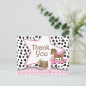 Cowgirl-Schaukelpferd-Postkarte danken Ihnen Postkarte (Stehend Vorderseite)