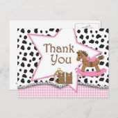 Cowgirl-Schaukelpferd-Postkarte danken Ihnen Postkarte (Vorne/Hinten)