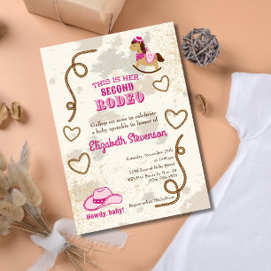 Cowgirl Second Rodeo Howdy Babyparty Sprinkle Einladung