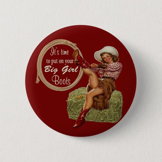 Cowgirl setzte an Sie große Stiefel Button (Vorderseite)