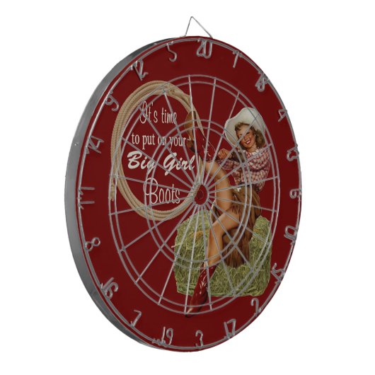 Cowgirl setzte an Sie große Stiefel Dartscheibe (Vorderseite Links)