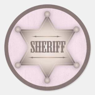 Cowgirl Sheriff Abzeichen Western Babydusche Runder Aufkleber