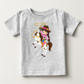 Cowgirl, Sheriff, Pferd, Lasso, Braunhaar Baby T-shirt (Vorderseite)