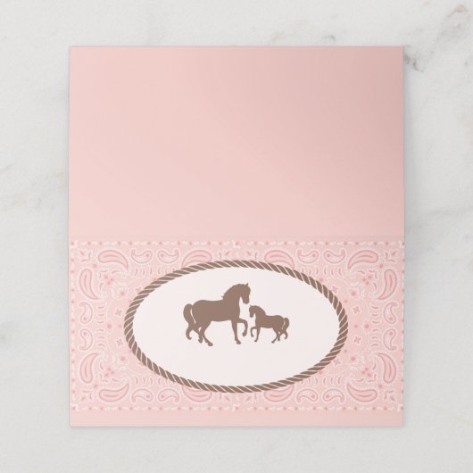 Cowgirl | Silhouette von Pferden Platzkarte (Außenseite Aufgefaltet)