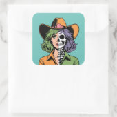 Cowgirl Skeleton Halloween Stickers (Tasche)