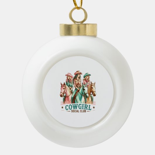 Cowgirl Social Club Western Horse Keramik Kugel-Ornament (Vorderseite)
