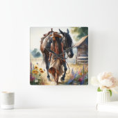 Cowgirl Spirit Western Quadratische Wanduhr (Zuhause)