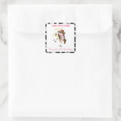 Cowgirl Square Stickers Labels Birthday Gefallen (Tasche)