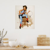 Cowgirl stellvertretendes Button Up Poster (Küche)