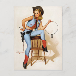 Cowgirl stellvertretendes Button Up Postkarte