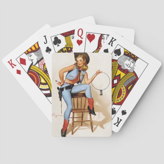 Cowgirl stellvertretendes Button Up Spielkarten (Rückseite)