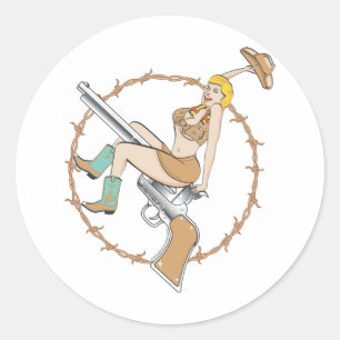 Cowgirl-Sticker Runder Aufkleber