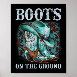 Cowgirl-Stiefel am Boden passend zum Western Rodeo Poster