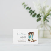 Cowgirl Stiefel Aquarellmalerei Visitenkarte (Stehend Vorderseite)