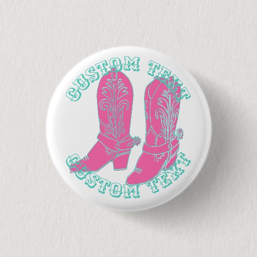 Cowgirl Stiefel Bachelorette Design Button (Vorderseite)