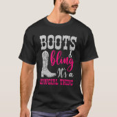 Cowgirl Stiefel Bling seine ein Cowgirl Dinge Lieb T-Shirt (Vorderseite)