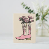 Cowgirl Stiefel Blume Postkarte (Stehend Vorderseite)
