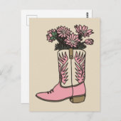 Cowgirl Stiefel Blume Postkarte (Vorne/Hinten)