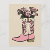 Cowgirl Stiefel Blume Postkarte (Vorderseite)