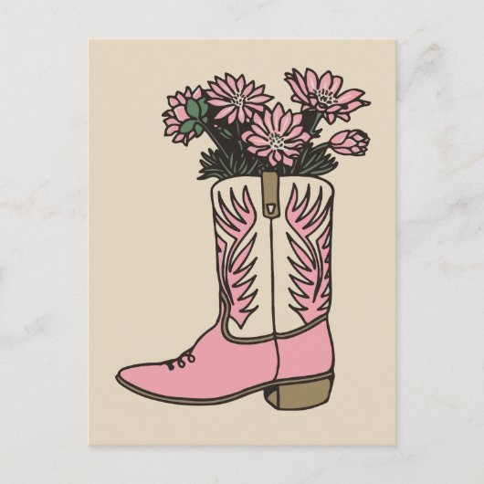 Cowgirl Stiefel Blume Postkarte (Vorderseite)