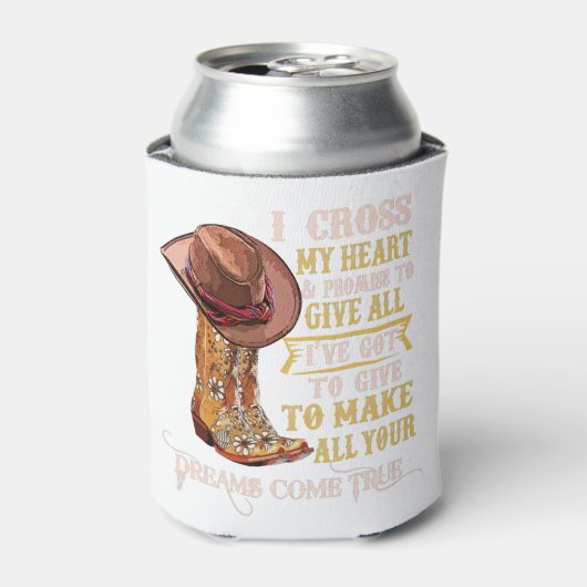 Cowgirl Stiefel & Hut Ich überquere meinen Herz We Dosenkühler (Kanne Vorderseite)