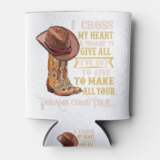 Cowgirl Stiefel & Hut Ich überquere meinen Herz We Dosenkühler (Vorderseite)