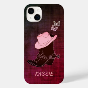 Cowgirl-Stiefel Hut Schmetterling Burgunderrot Per Case-Mate iPhone 14 Plus Hülle