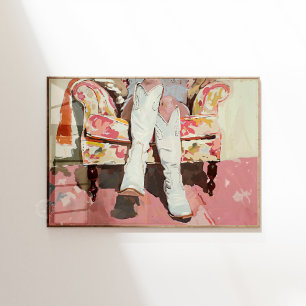 Cowgirl-Stiefel-Malerei Retro-Vintage-Druck Poster