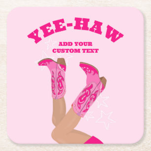 Cowgirl-Stiefel Rechteckiger Pappuntersetzer