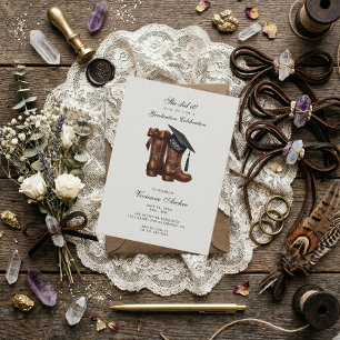 Cowgirl-Stiefel- und Abschlusskappen-Party Einladung