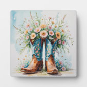 Cowgirl Stiefel und Blume Tischkunst mit Easel / Fotoplatte (Vorderseite)